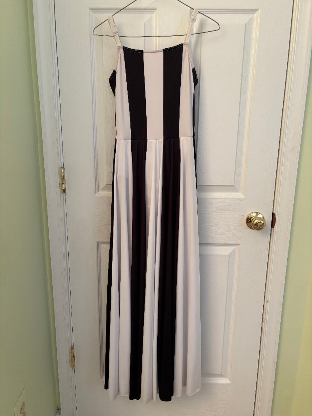 Weissman black & white striped dance dress leotard